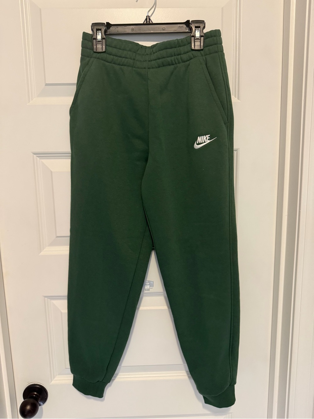 Nike Kids Dark Green Fleece Joggers with White Logo